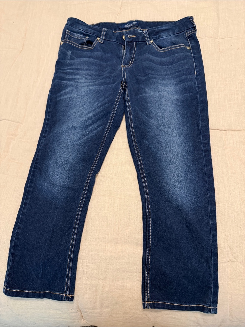 Seven7 Women's Dark Blue Stretch Bootcut Jeans